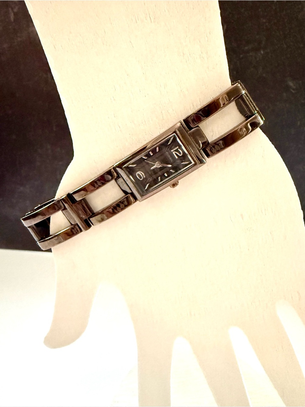 Fossil Rectangular Brown Gloss Bracelet Watch with Black Dial